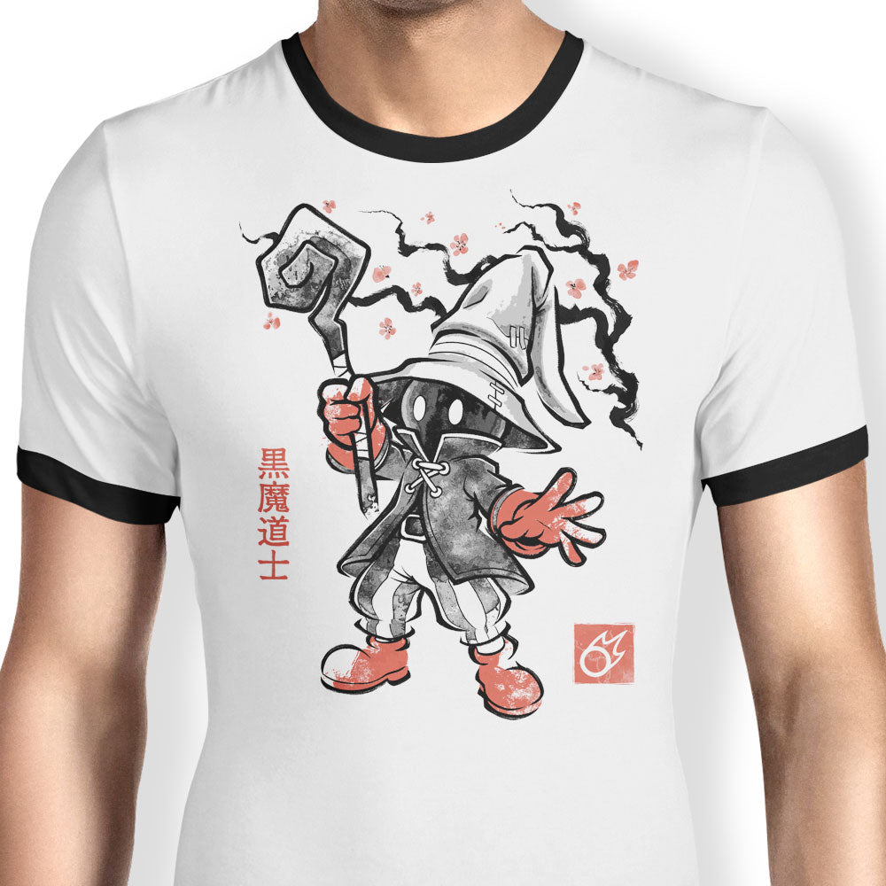 Void Caster Sumi-e Ringer - Adult & Kids T-Shirts, Sweatshirts & Hoodies apparel design preview 1