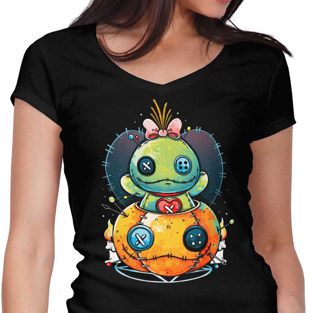 Voodoo Pumpkin Women's V-Neck - Adult & Kids T-Shirts, Sweatshirts & Hoodies apparel design preview 1