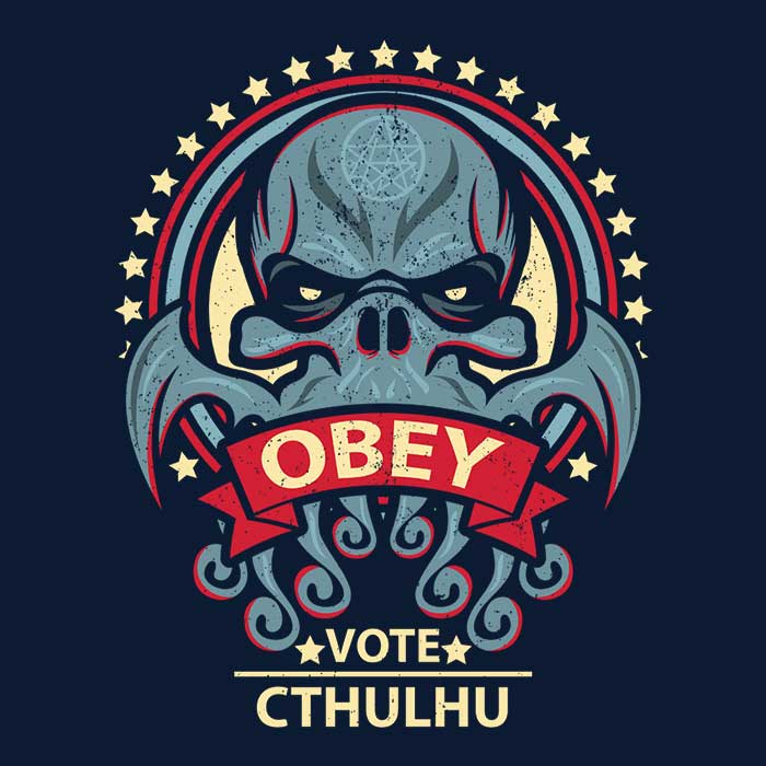 Vote Cthulhu - Adult & Kids T-Shirts, Sweatshirts & Hoodies apparel design preview 2