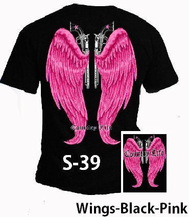 Country Life Outfitters Black Pink Wings Guns Vintage - Adult & Kids T-Shirts, Sweatshirts & Hoodies apparel design preview 2