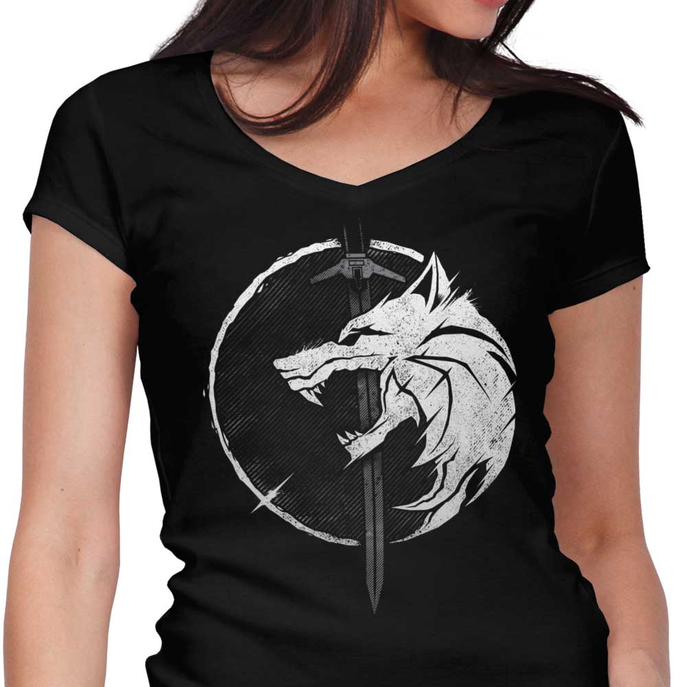WH1T3 W0LF Women's V-Neck - Adult & Kids T-Shirts, Sweatshirts & Hoodies apparel design preview 1