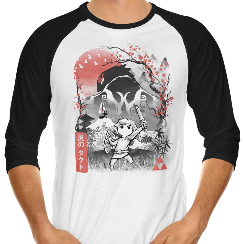 Waker Sumi-e 3/4 Sleeve Raglan - Adult & Kids T-Shirts, Sweatshirts & Hoodies apparel design preview 1