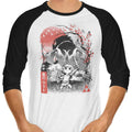 Waker Sumi-e 3/4 Sleeve Raglan - Adult & Kids T-Shirts, Sweatshirts & Hoodies apparel design preview 1