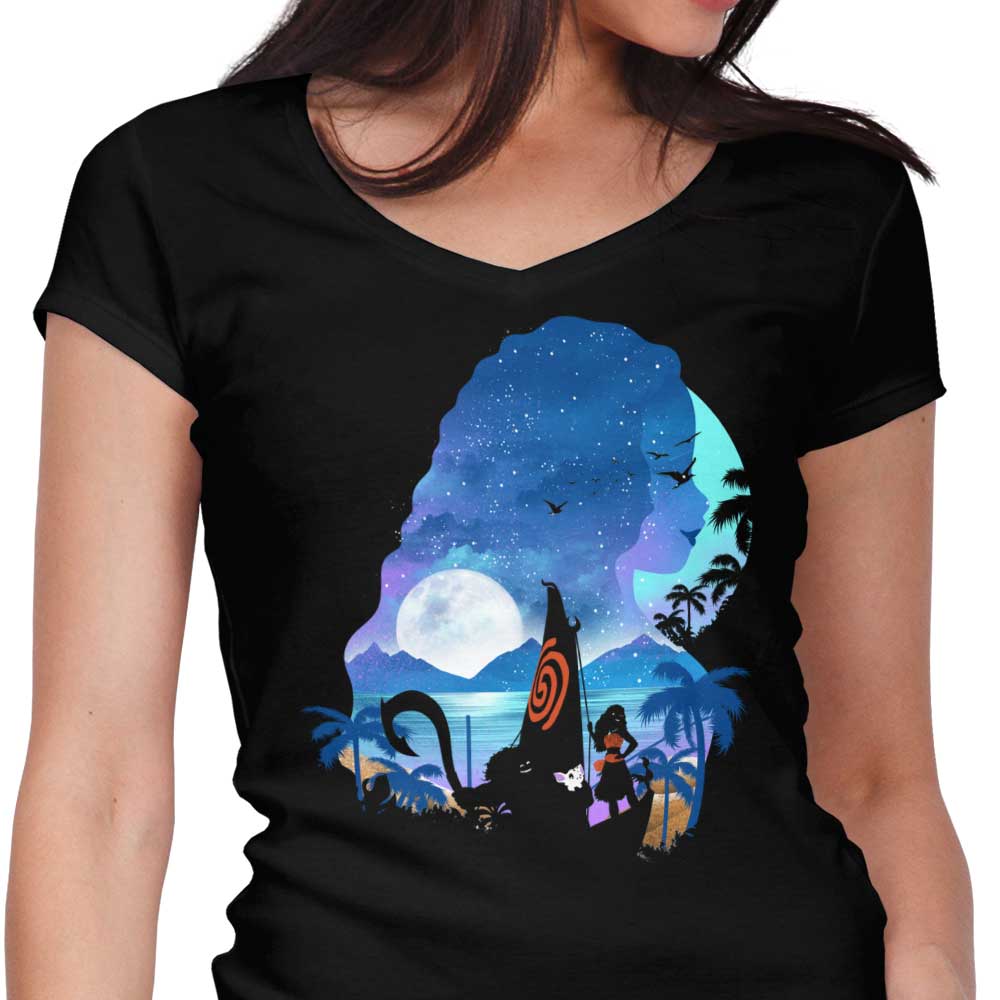 Wandering Princess Silhouette Women's V-Neck - Adult & Kids T-Shirts, Sweatshirts & Hoodies apparel design preview 1