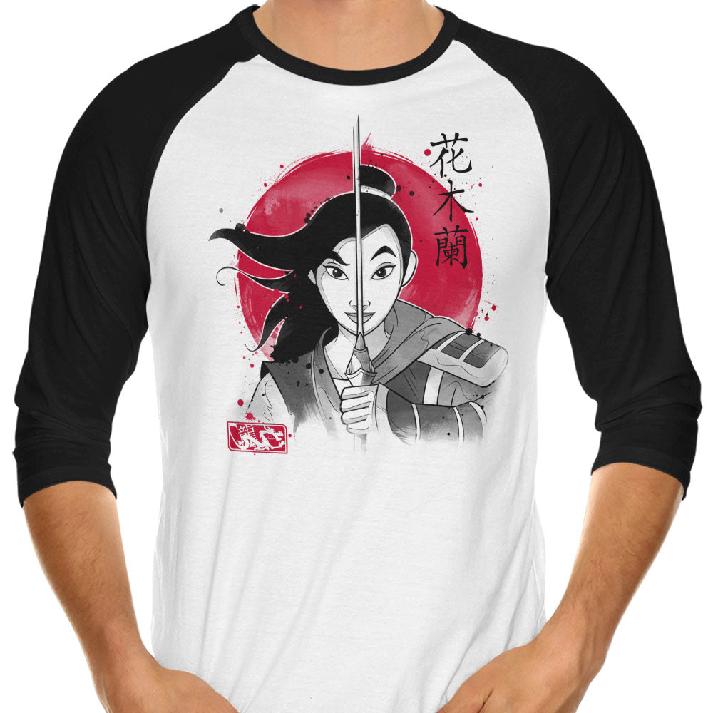 Warrior Princess Sumi-e 3/4 Sleeve Raglan - Adult & Kids T-Shirts, Sweatshirts & Hoodies apparel design preview 1