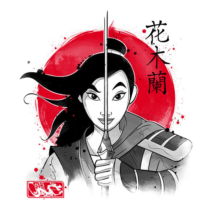 Warrior Princess Sumi-e Women's V-Neck - Adult & Kids T-Shirts, Sweatshirts & Hoodies apparel design preview 2