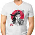 Warrior Princess Sumi-e Men's V-Neck - Adult & Kids T-Shirts, Sweatshirts & Hoodies apparel design preview 1