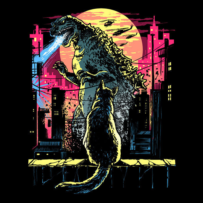 Watching the Kaiju Men's Apparel - Adult & Kids T-Shirts, Sweatshirts & Hoodies apparel design preview 2