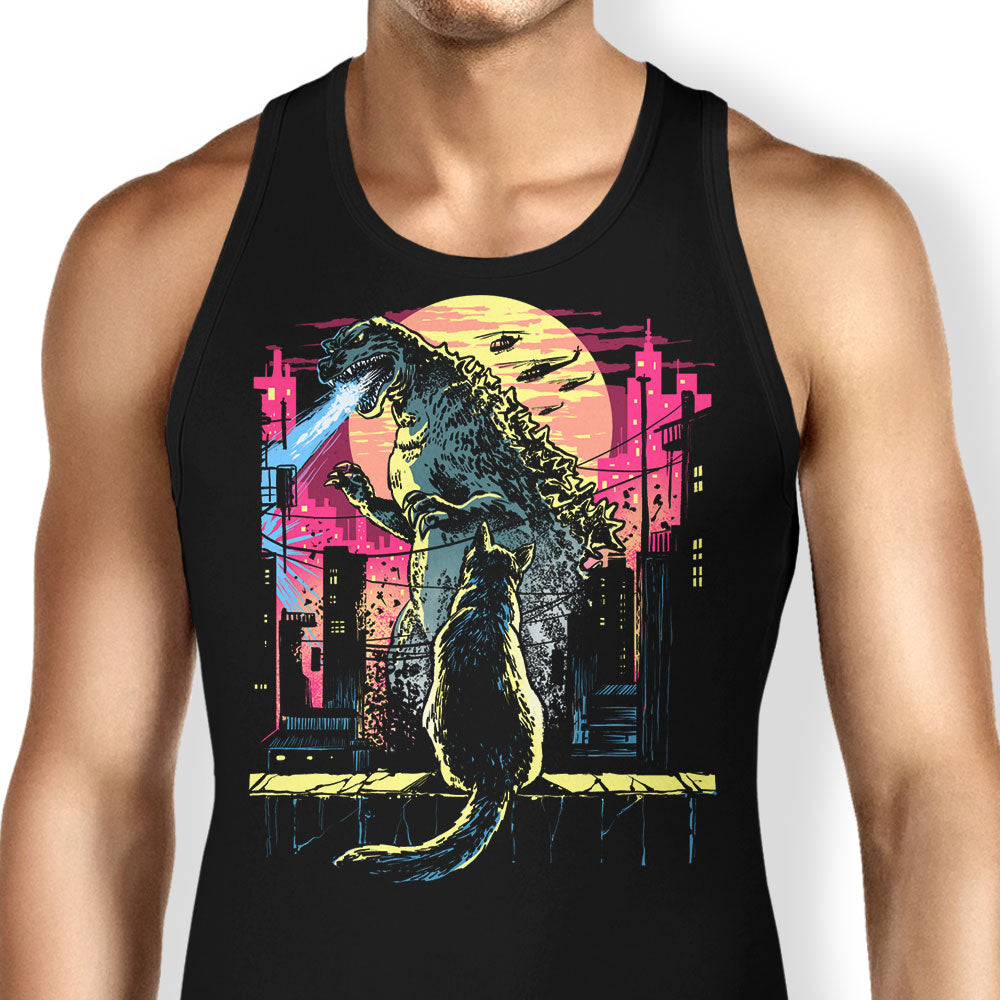 Watching the Kaiju Tank Top - Adult & Kids T-Shirts, Sweatshirts & Hoodies apparel design preview 1
