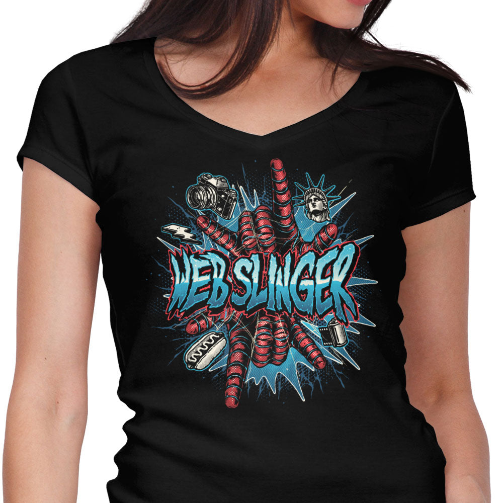 Web Slinger Women's V-Neck - Adult & Kids T-Shirts, Sweatshirts & Hoodies apparel design preview 1