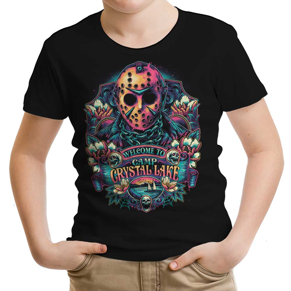 Welcome to Camp Crystal Lake Youth Apparel - Adult & Kids T-Shirts, Sweatshirts & Hoodies apparel design preview 1