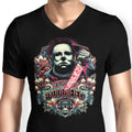 Welcome to Haddonfield Men's V-Neck - Adult & Kids T-Shirts, Sweatshirts & Hoodies apparel design preview 1