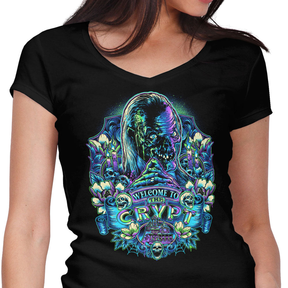Welcome to the Crypt Women's V-Neck - Adult & Kids T-Shirts, Sweatshirts & Hoodies apparel design preview 1