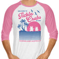 Welcome to Tickle Crabs Island 3/4 Sleeve Raglan - Adult & Kids T-Shirts, Sweatshirts & Hoodies apparel design preview 1