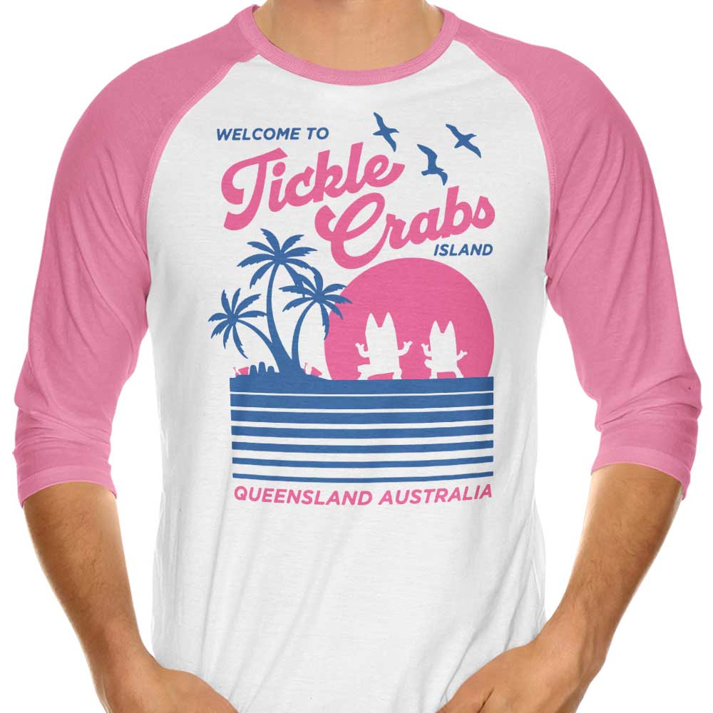 Welcome to Tickle Crabs Island 3/4 Sleeve Raglan - Adult & Kids T-Shirts, Sweatshirts & Hoodies apparel design preview 1