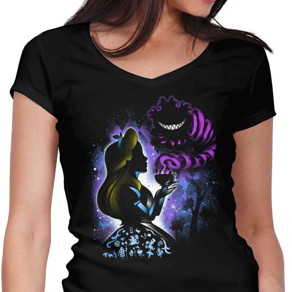 We're All Mad Here Women's V-Neck - Adult & Kids T-Shirts, Sweatshirts & Hoodies apparel design preview 1