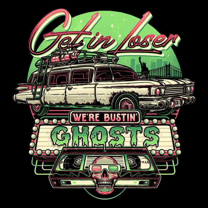 We're Bustin' Ghosts Men's V-Neck - Adult & Kids T-Shirts, Sweatshirts & Hoodies apparel design preview 2