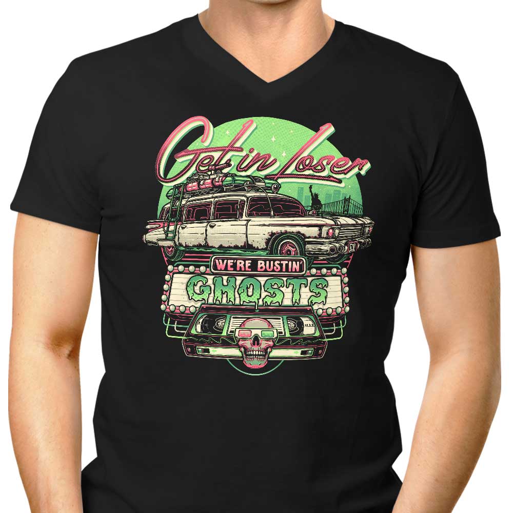 We're Bustin' Ghosts Men's V-Neck - Adult & Kids T-Shirts, Sweatshirts & Hoodies apparel design preview 1