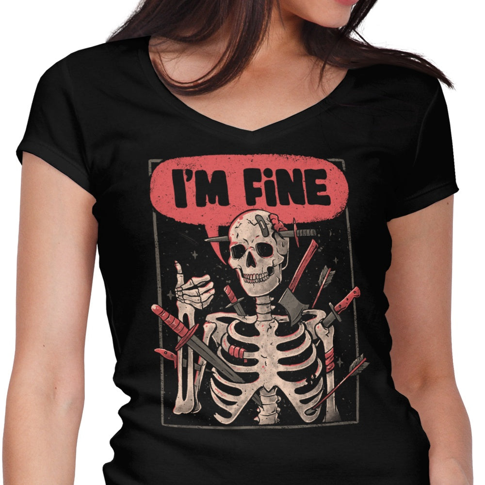 We're Fine Women's V-Neck - Adult & Kids T-Shirts, Sweatshirts & Hoodies apparel design preview 1