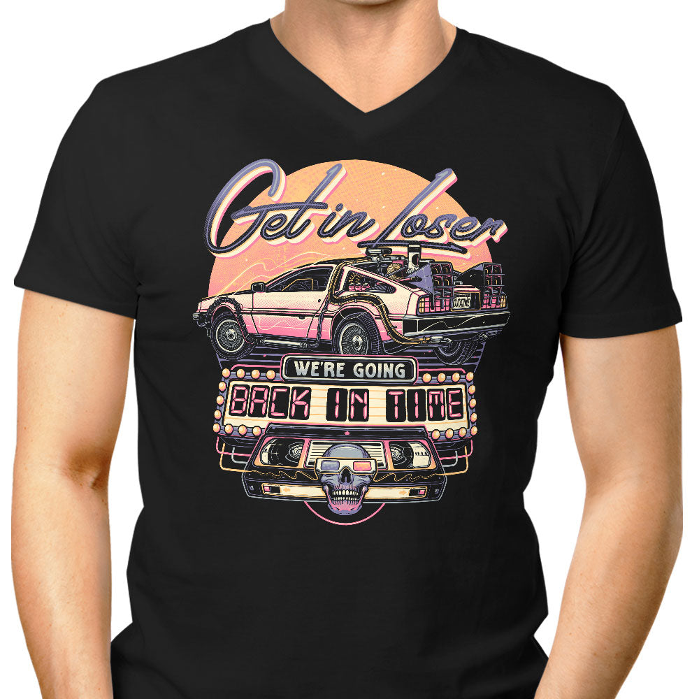 We're Going Back in Time Men's V-Neck - Adult & Kids T-Shirts, Sweatshirts & Hoodies apparel design preview 1