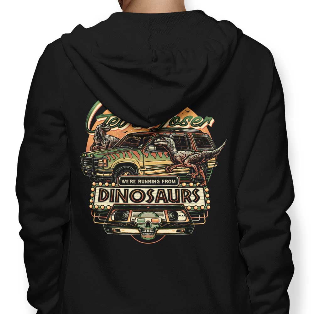 We're Running from Dinosaurs - Adult & Kids T-Shirts, Sweatshirts & Hoodies apparel design preview 1