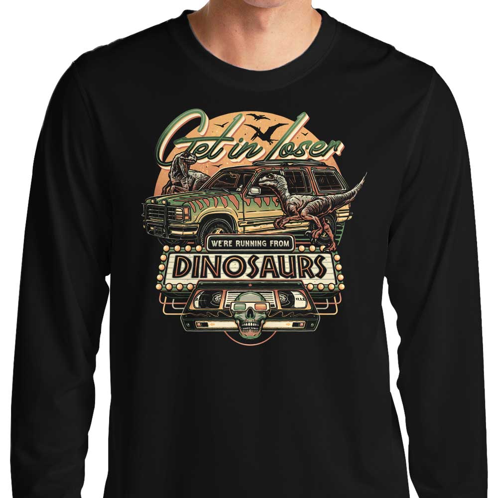 We're Running from Dinosaurs - Adult & Kids T-Shirts, Sweatshirts & Hoodies apparel design preview 1