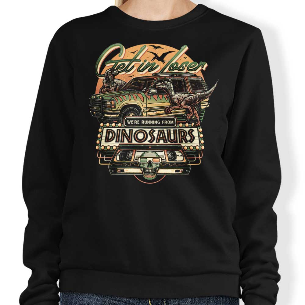 We're Running from Dinosaurs - Adult & Kids T-Shirts, Sweatshirts & Hoodies apparel design preview 1