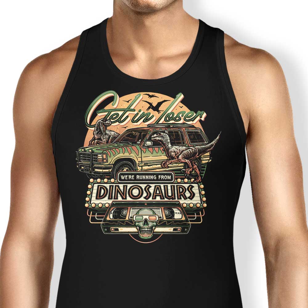 We're Running from Dinosaurs Tank Top - Adult & Kids T-Shirts, Sweatshirts & Hoodies apparel design preview 1