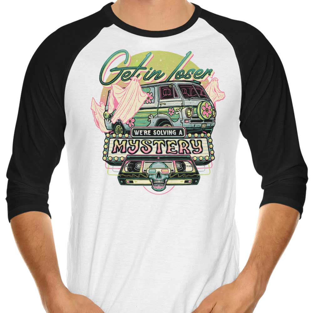 We're Solving a Mystery 3/4 Sleeve Raglan - Adult & Kids T-Shirts, Sweatshirts & Hoodies apparel design preview 1