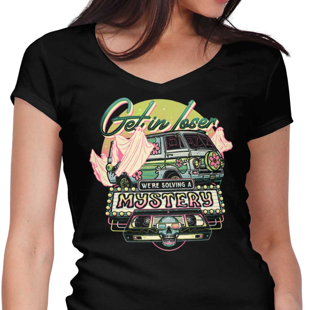 We're Solving a Mystery Women's V-Neck - Adult & Kids T-Shirts, Sweatshirts & Hoodies apparel design preview 1