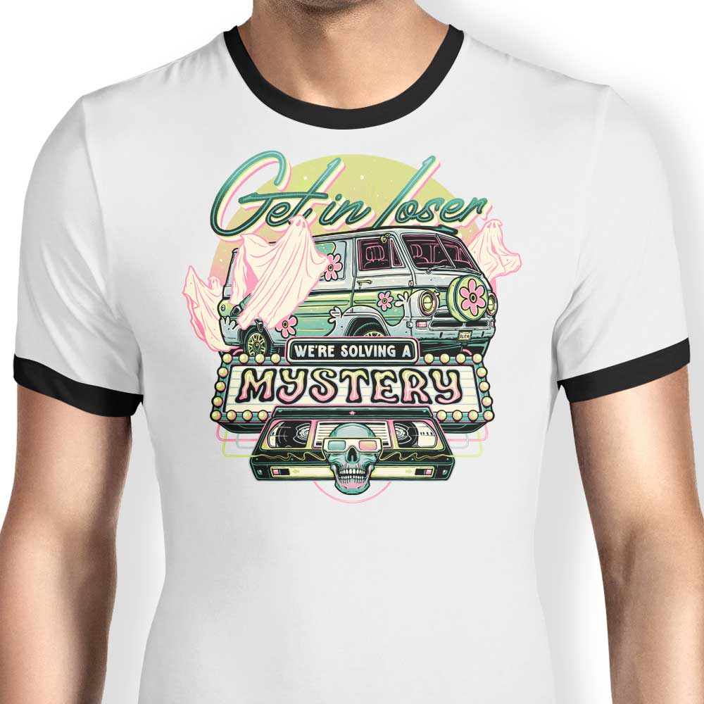 We're Solving a Mystery Ringer - Adult & Kids T-Shirts, Sweatshirts & Hoodies apparel design preview 1