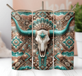 Western Boho Cow Skull 20 oz Skinny Tumbler Cup With - Adult & Kids T-Shirts, Sweatshirts & Hoodies apparel design preview 1