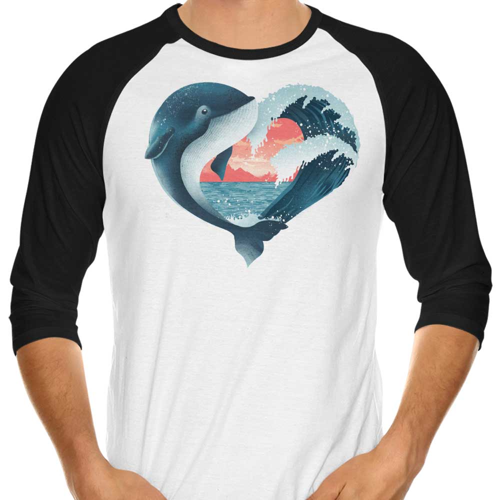 Whale Love 3/4 Sleeve Raglan - Adult & Kids T-Shirts, Sweatshirts & Hoodies apparel design preview 1