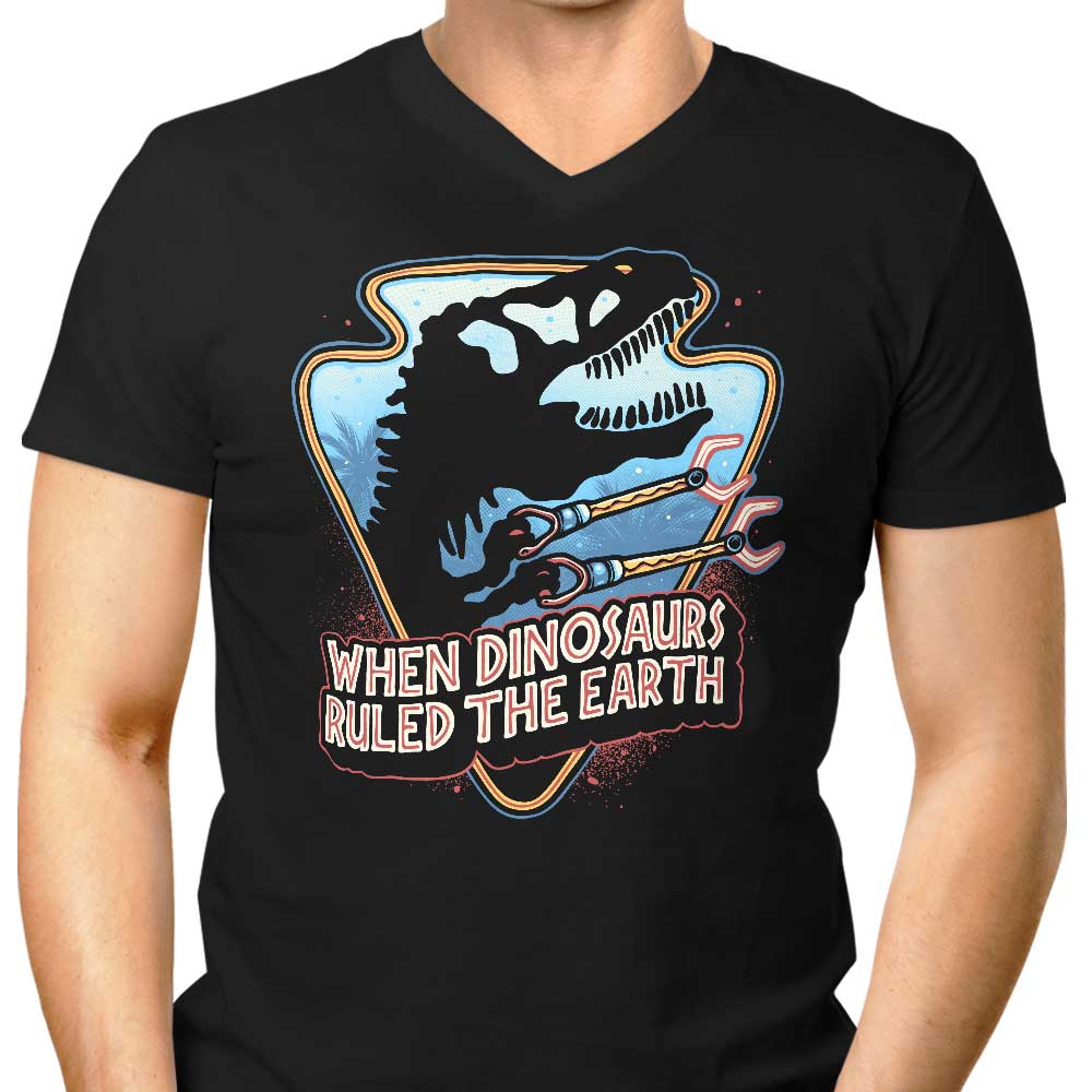 When Dinosaurs Ruled the Earth Men's V-Neck - Adult & Kids T-Shirts, Sweatshirts & Hoodies apparel design preview 1