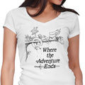 Where the Adventure Ends Women's V-Neck - Adult & Kids T-Shirts, Sweatshirts & Hoodies apparel design preview 1