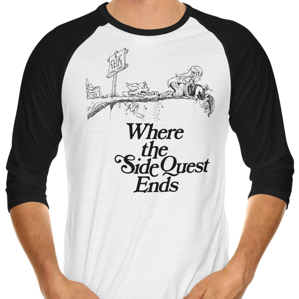 Where the Side Quest Ends 3/4 Sleeve Raglan - Adult & Kids T-Shirts, Sweatshirts & Hoodies apparel design preview 1