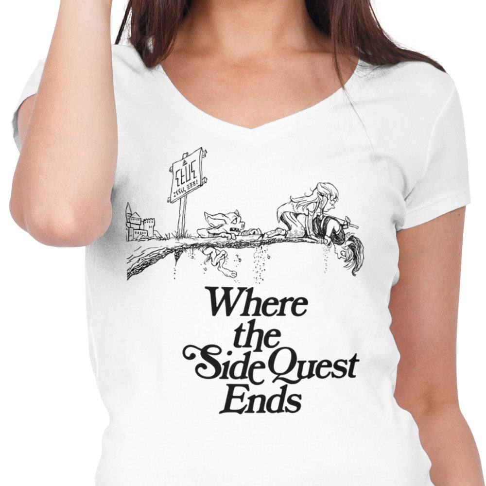 Where the Side Quest Ends Women's V-Neck - Adult & Kids T-Shirts, Sweatshirts & Hoodies apparel design preview 2