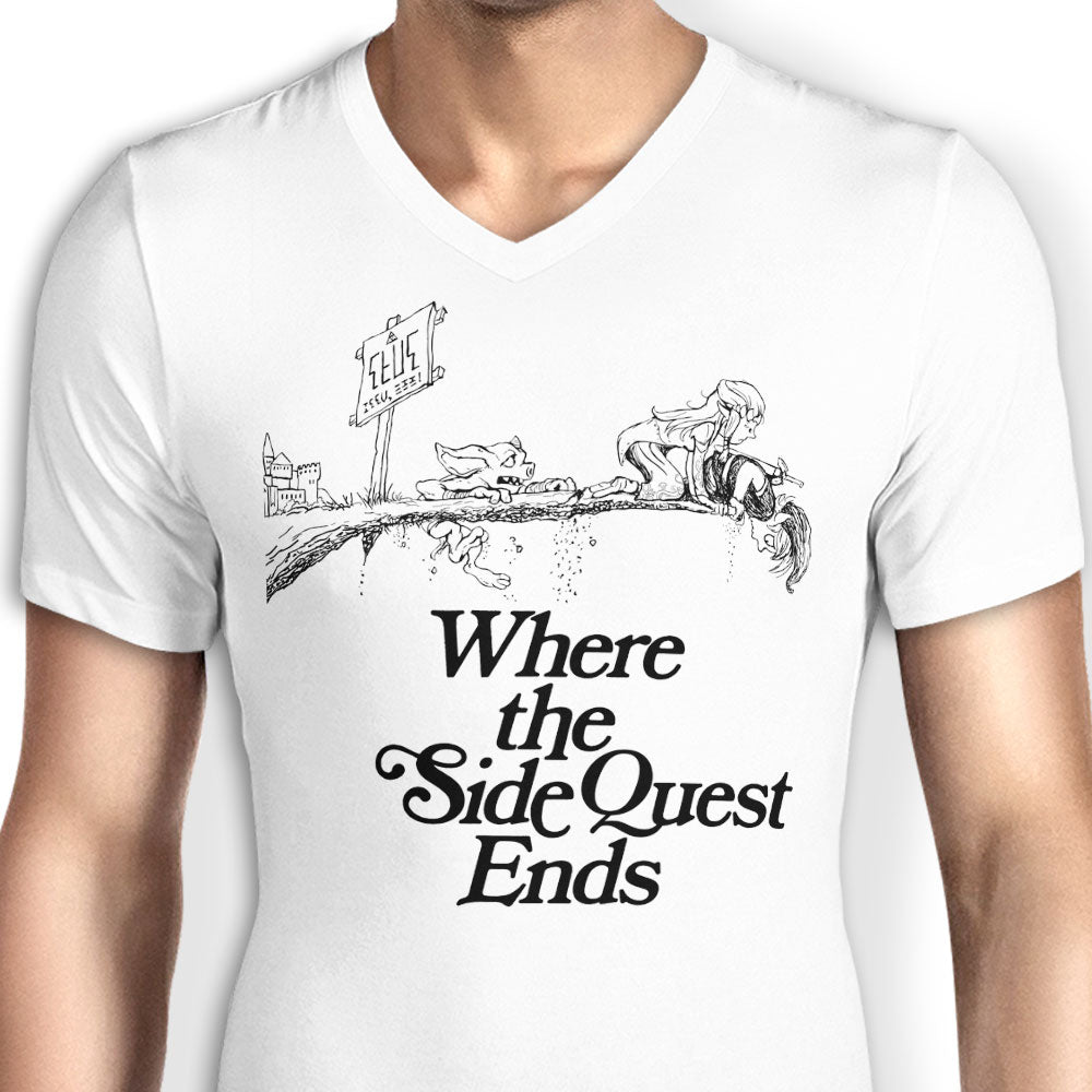 Where the Side Quest Ends Men's V-Neck - Adult & Kids T-Shirts, Sweatshirts & Hoodies apparel design preview 2