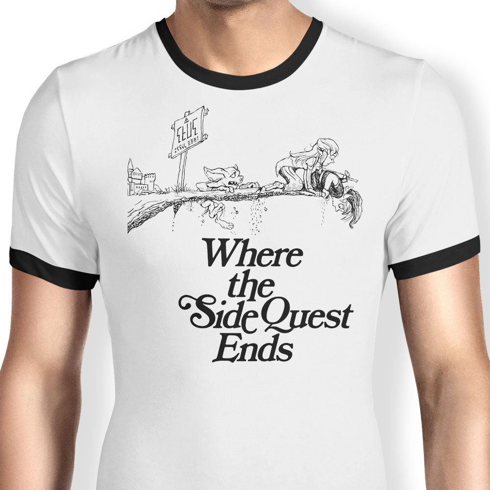 Where the Side Quest Ends Ringer - Adult & Kids T-Shirts, Sweatshirts & Hoodies apparel design preview 1