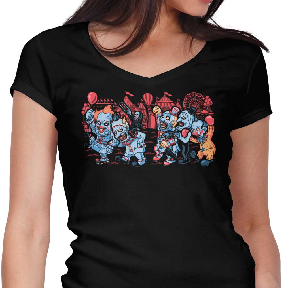 Where the Wild Clowns Are Women's V-Neck - Adult & Kids T-Shirts, Sweatshirts & Hoodies apparel design preview 1