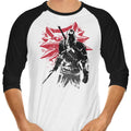 White Wolf Sumi-e 3/4 Sleeve Raglan - Adult & Kids T-Shirts, Sweatshirts & Hoodies apparel design preview 1