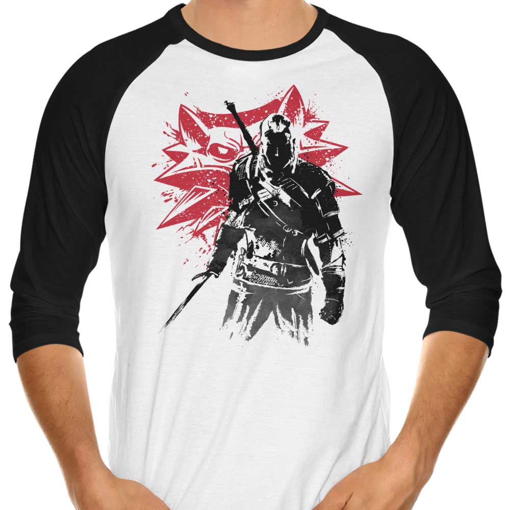 White Wolf Sumi-e 3/4 Sleeve Raglan - Adult & Kids T-Shirts, Sweatshirts & Hoodies apparel design preview 1