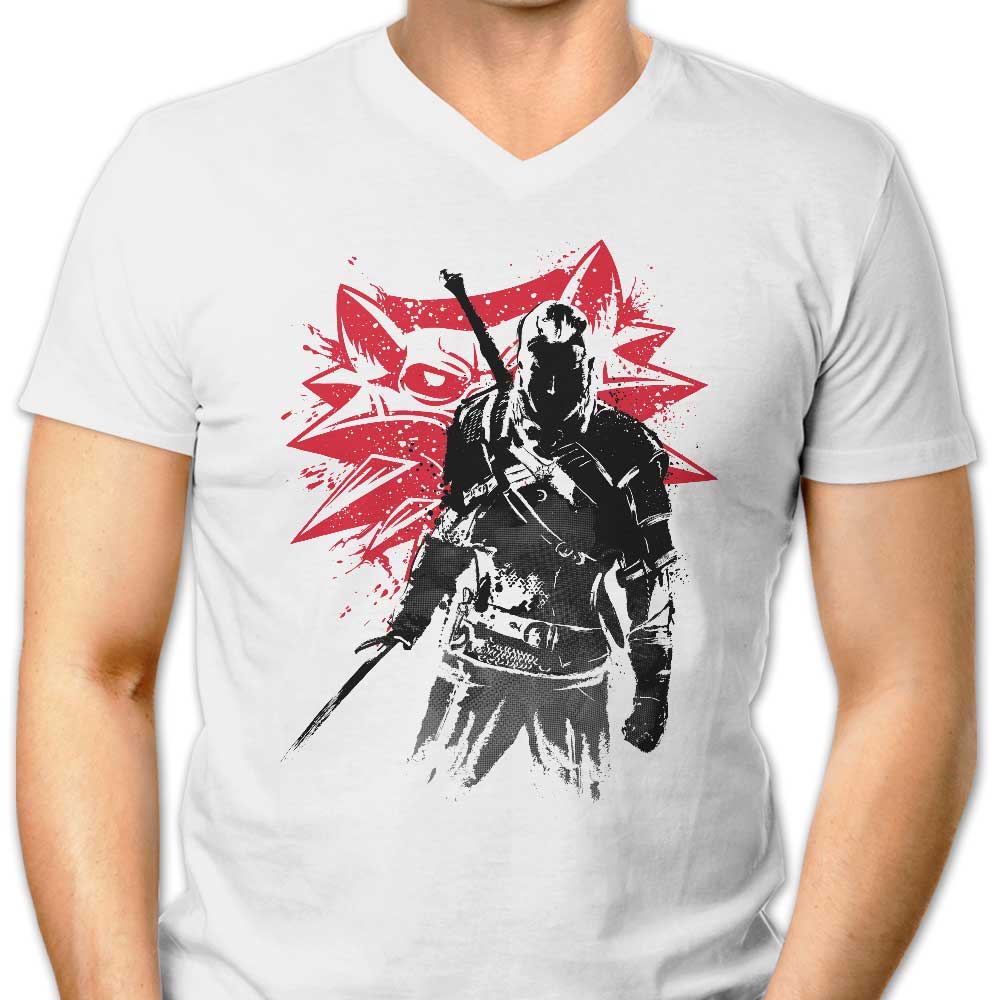 White Wolf Sumi-e Men's V-Neck - Adult & Kids T-Shirts, Sweatshirts & Hoodies apparel design preview 1