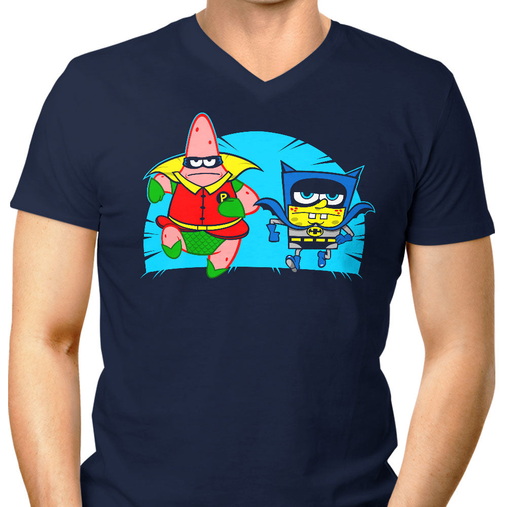 Who Lives In a Batcave Under the Sea? Men's V-Neck - Adult & Kids T-Shirts, Sweatshirts & Hoodies apparel design preview 1