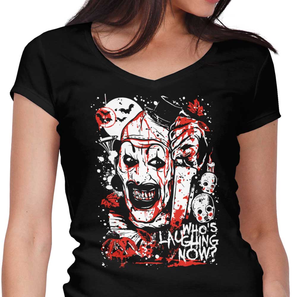 Who's Laughing Now Women's V-Neck - Adult & Kids T-Shirts, Sweatshirts & Hoodies apparel design preview 1