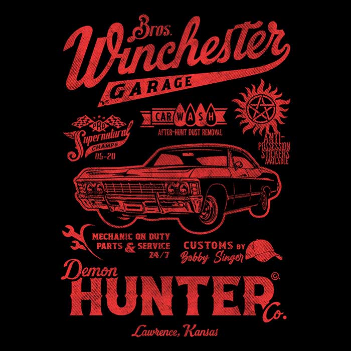 Winchester Garage Men's V-Neck - Adult & Kids T-Shirts, Sweatshirts & Hoodies apparel design preview 2