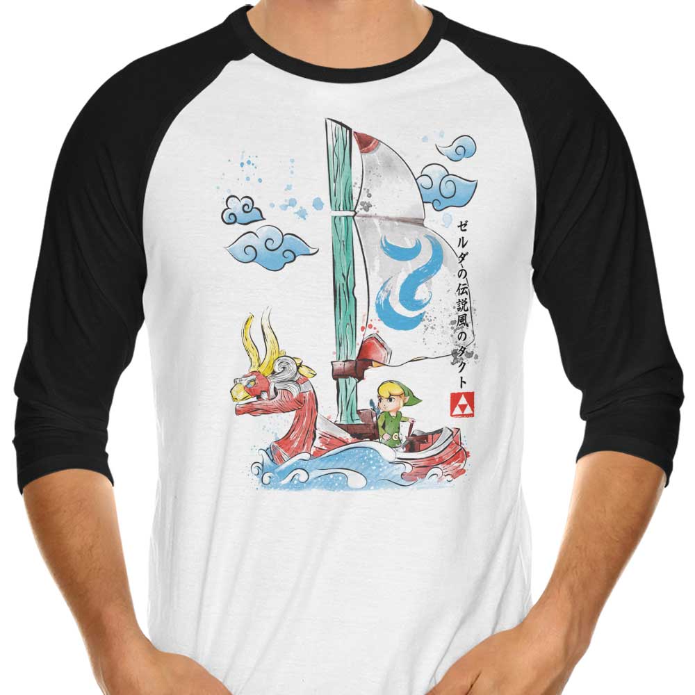 Wind Sailing Watercolor 3/4 Sleeve Raglan - Adult & Kids T-Shirts, Sweatshirts & Hoodies apparel design preview 1