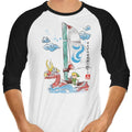 Wind Sailing Watercolor 3/4 Sleeve Raglan - Adult & Kids T-Shirts, Sweatshirts & Hoodies apparel design preview 1