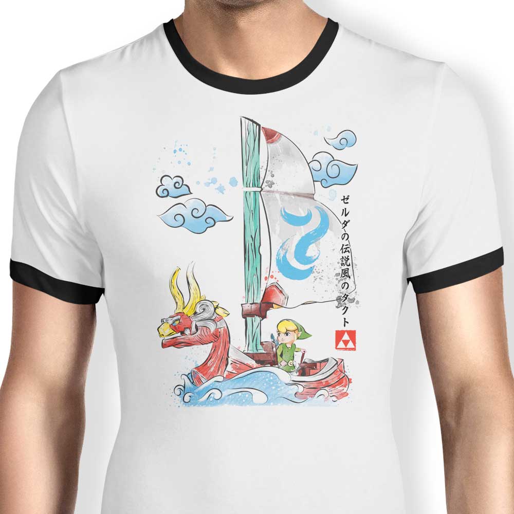 Wind Sailing Watercolor Ringer - Adult & Kids T-Shirts, Sweatshirts & Hoodies apparel design preview 1