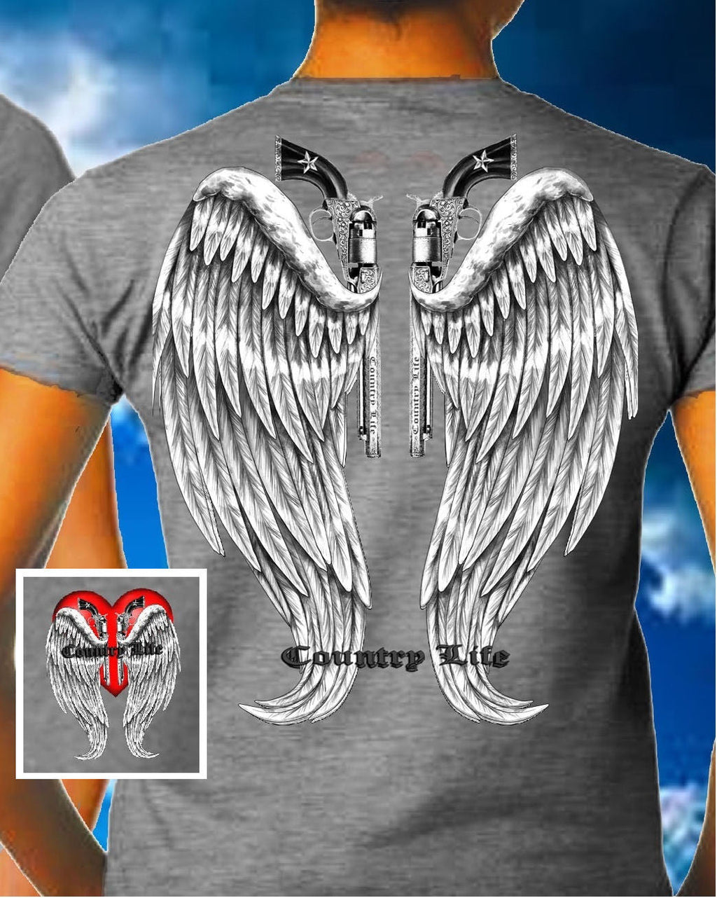 Country Life Outfitters Gray Wings Guns Vintage - Adult & Kids T-Shirts, Sweatshirts & Hoodies apparel design preview 1